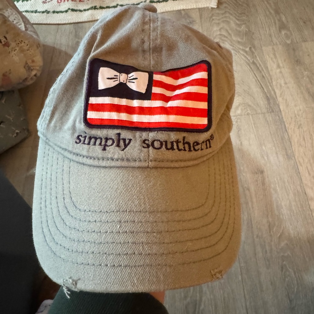 Simply Southern Beige Cap with Flag and Bow Design